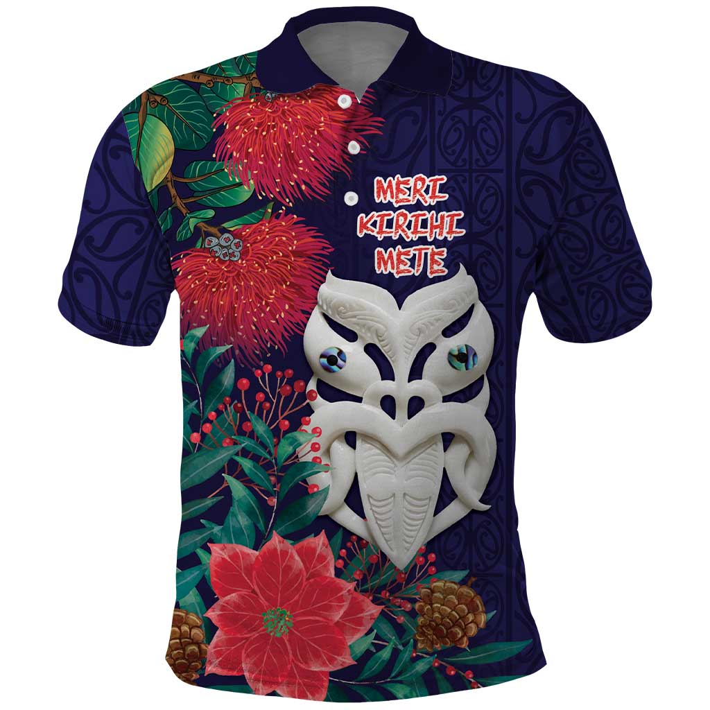 Maori Wheku Meri Kirihimete Personalised Polo Shirt All Blue Indigenous Maori Motif - Aussie Hoodie