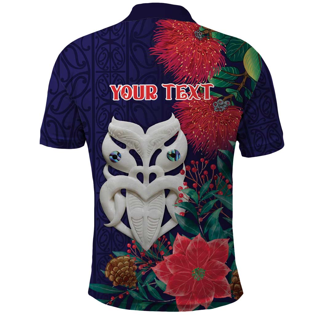 Maori Wheku Meri Kirihimete Personalised Polo Shirt All Blue Indigenous Maori Motif - Aussie Hoodie