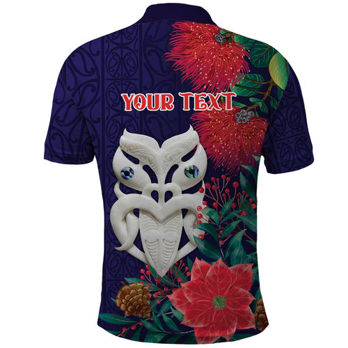 Maori Wheku Meri Kirihimete Personalised Polo Shirt All Blue Indigenous Maori Motif - Aussie Hoodie