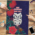 Maori Wheku Meri Kirihimete Personalised Puzzle All Blue Indigenous Maori Motif - Aussie Hoodie