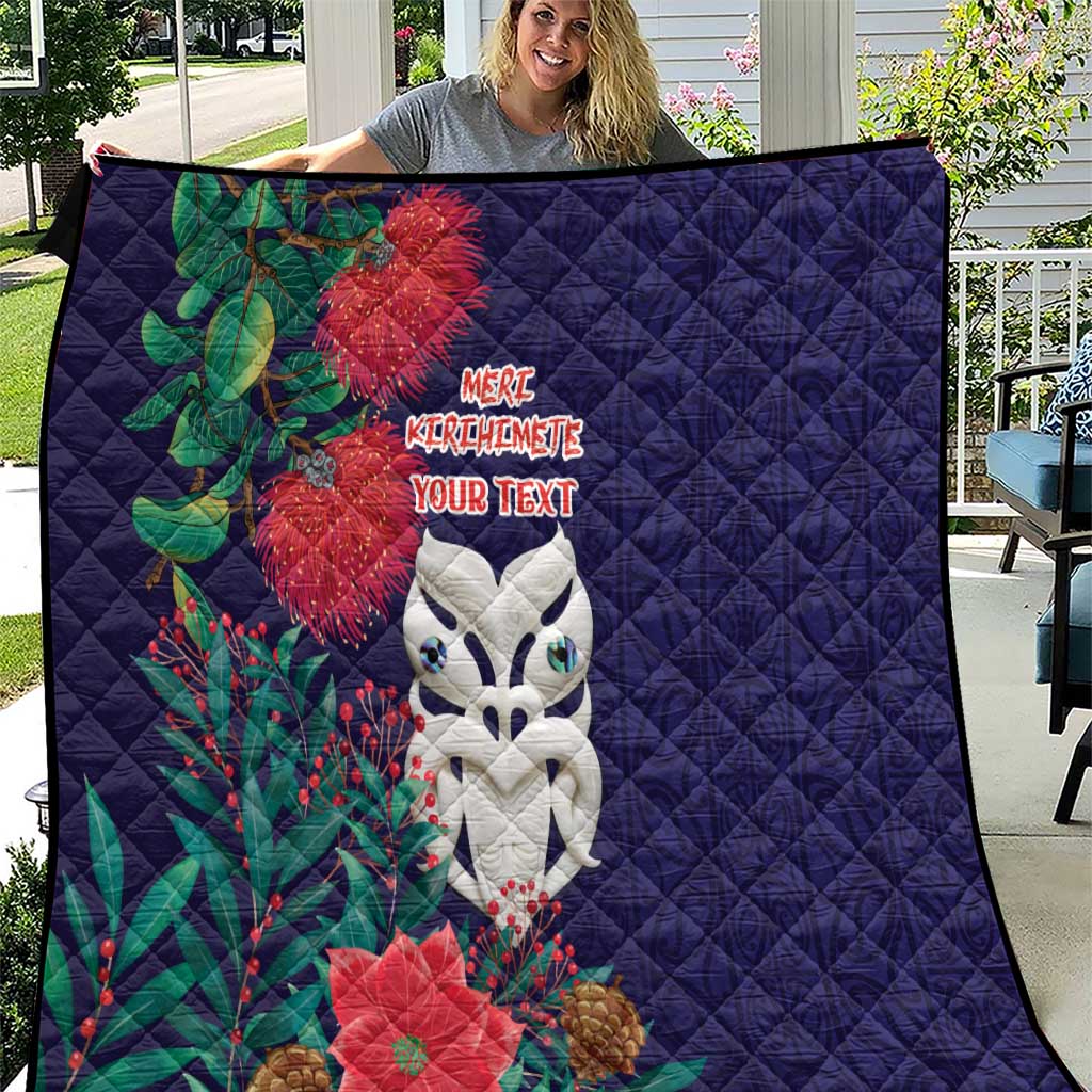 Maori Wheku Meri Kirihimete Personalised Quilt All Blue Indigenous Maori Motif - Aussie Hoodie