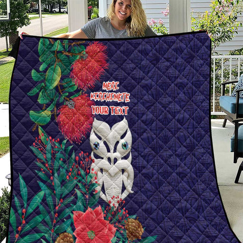 Maori Wheku Meri Kirihimete Personalised Quilt All Blue Indigenous Maori Motif - Aussie Hoodie