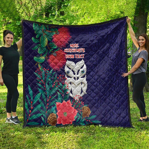Maori Wheku Meri Kirihimete Personalised Quilt All Blue Indigenous Maori Motif - Aussie Hoodie