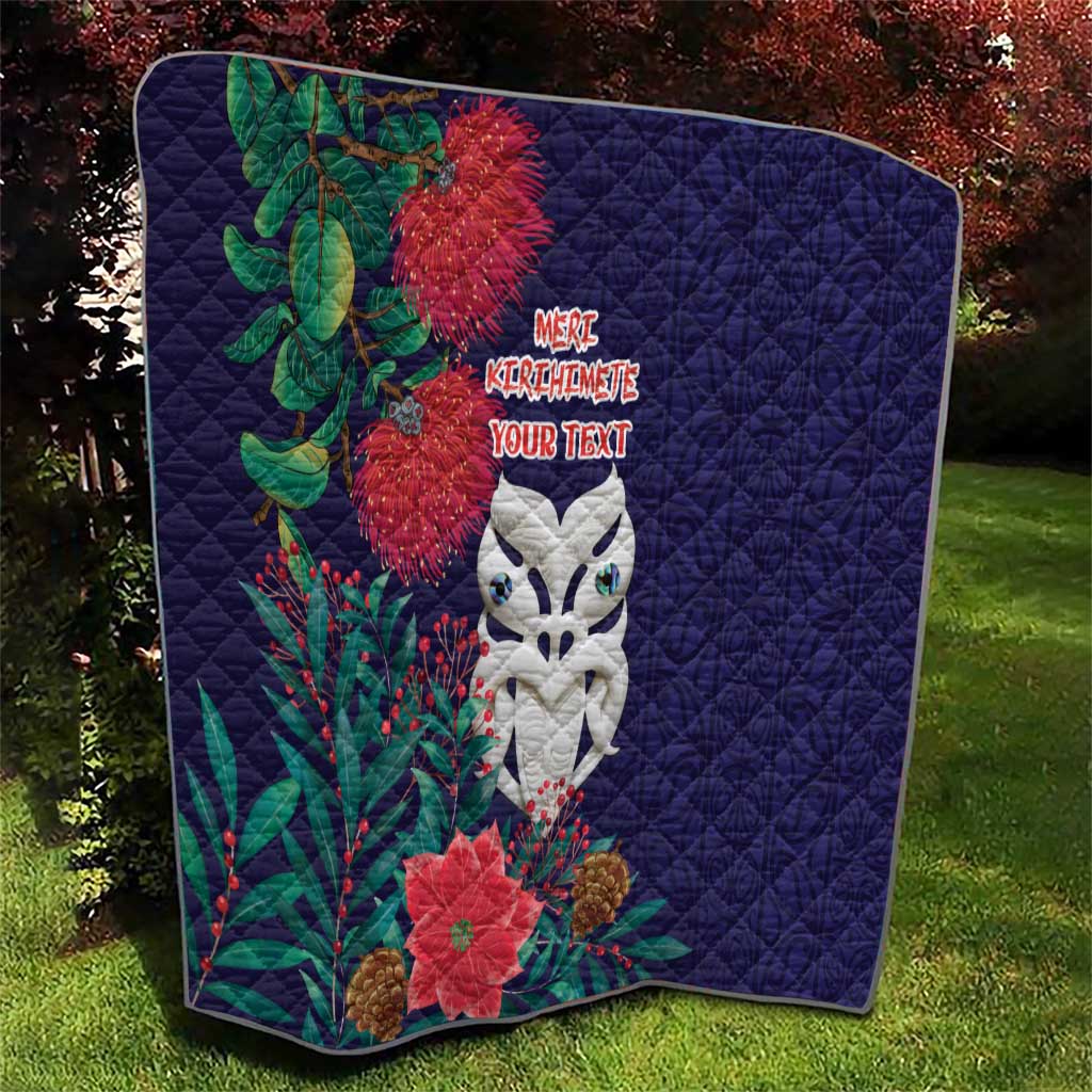 Maori Wheku Meri Kirihimete Personalised Quilt All Blue Indigenous Maori Motif - Aussie Hoodie