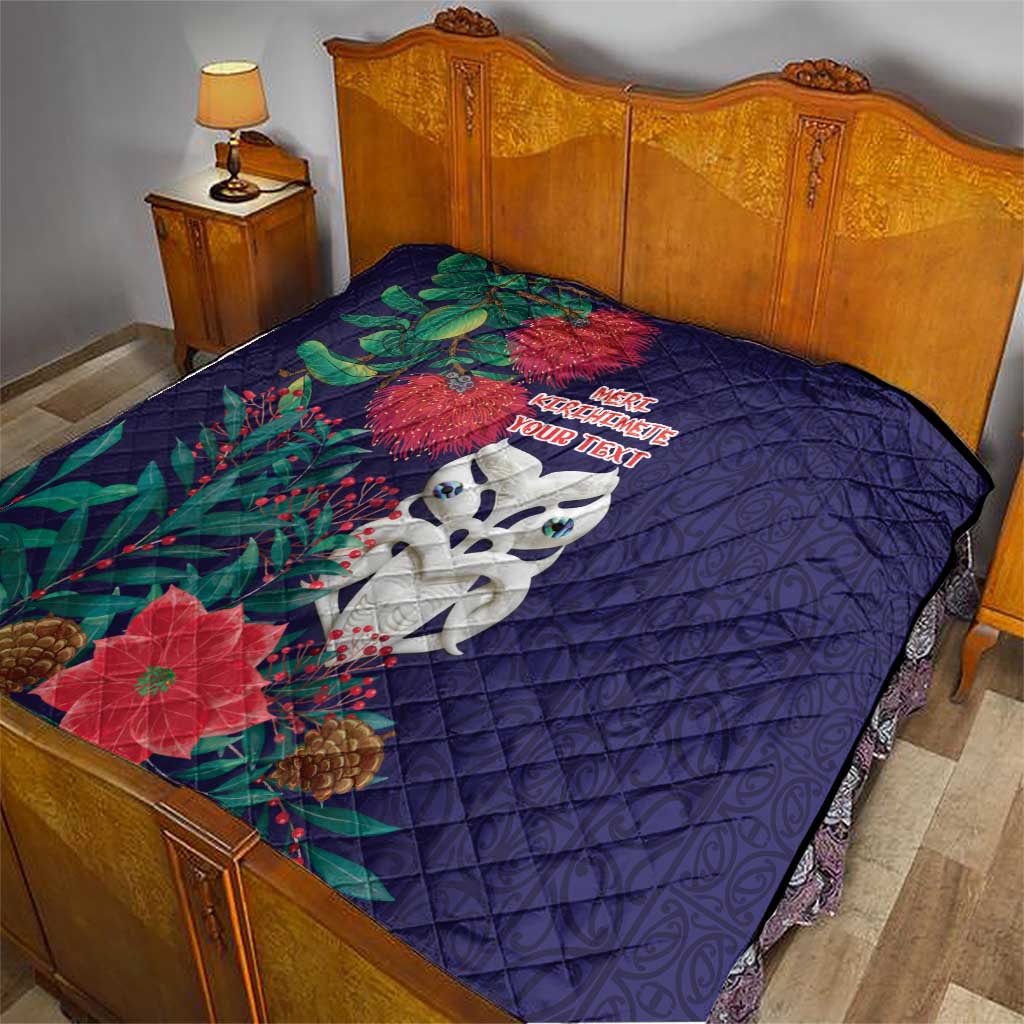 Maori Wheku Meri Kirihimete Personalised Quilt All Blue Indigenous Maori Motif - Aussie Hoodie