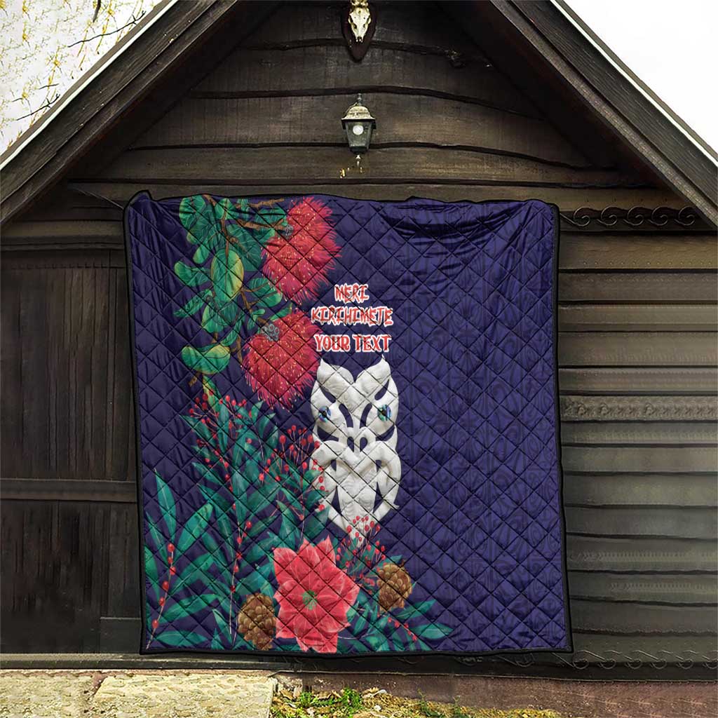 Maori Wheku Meri Kirihimete Personalised Quilt All Blue Indigenous Maori Motif - Aussie Hoodie