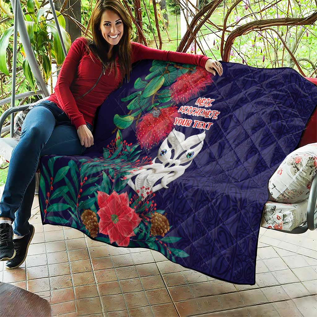 Maori Wheku Meri Kirihimete Personalised Quilt All Blue Indigenous Maori Motif - Aussie Hoodie