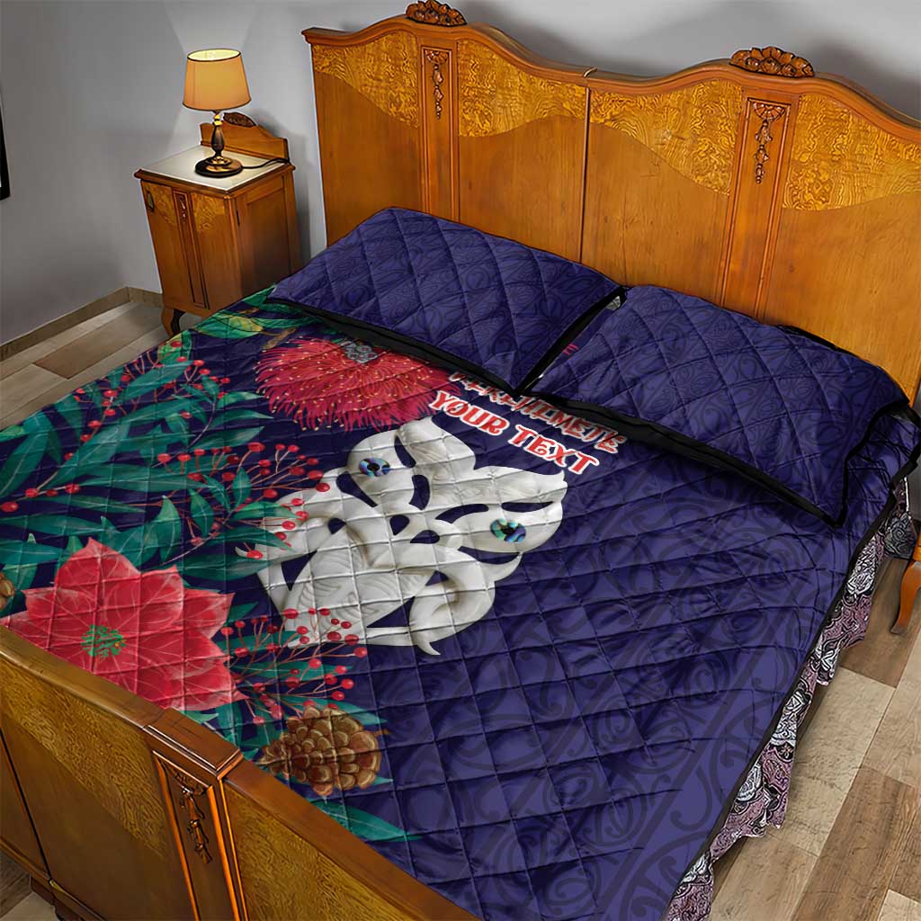 Maori Wheku Meri Kirihimete Personalised Quilt Bed Set All Blue Indigenous Maori Motif - Aussie Hoodie