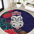 Maori Wheku Meri Kirihimete Personalised Round Carpet All Blue Indigenous Maori Motif - Aussie Hoodie