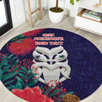 Maori Wheku Meri Kirihimete Personalised Round Carpet All Blue Indigenous Maori Motif - Aussie Hoodie