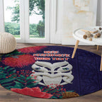 Maori Wheku Meri Kirihimete Personalised Round Carpet All Blue Indigenous Maori Motif - Aussie Hoodie