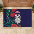 Maori Wheku Meri Kirihimete Personalised Rubber Doormat All Blue Indigenous Maori Motif - Aussie Hoodie