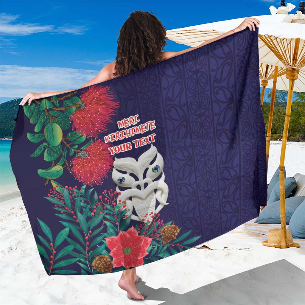 Maori Wheku Meri Kirihimete Personalised Sarong All Blue Indigenous Maori Motif - Aussie Hoodie