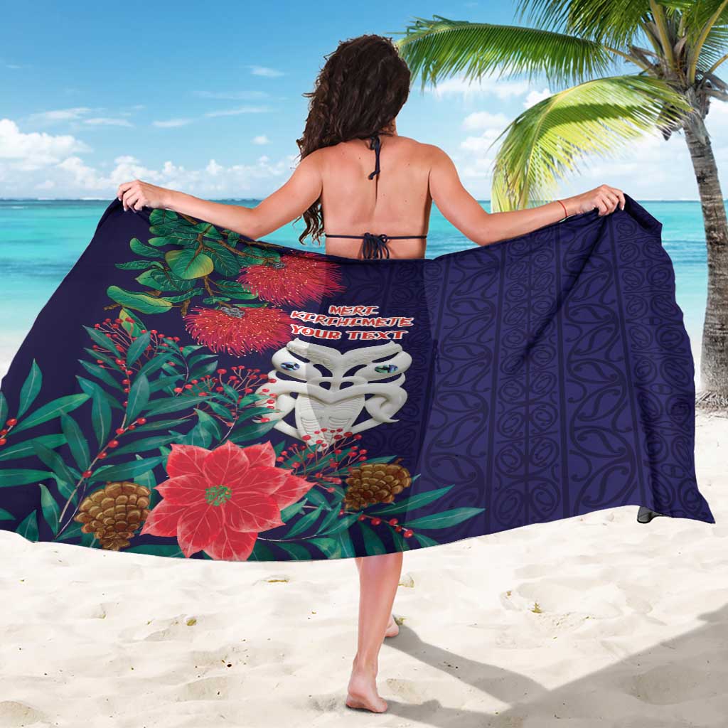 Maori Wheku Meri Kirihimete Personalised Sarong All Blue Indigenous Maori Motif - Aussie Hoodie