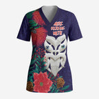 Maori Wheku Meri Kirihimete Personalised Scrub Top All Blue Indigenous Maori Motif - Aussie Hoodie