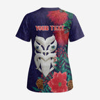 Maori Wheku Meri Kirihimete Personalised Scrub Top All Blue Indigenous Maori Motif - Aussie Hoodie