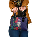 Maori Wheku Meri Kirihimete Personalised Shoulder Handbag All Blue Indigenous Maori Motif - Aussie Hoodie