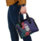 Maori Wheku Meri Kirihimete Personalised Shoulder Handbag All Blue Indigenous Maori Motif - Aussie Hoodie