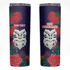 Maori Wheku Meri Kirihimete Personalised Skinny Tumbler All Blue Indigenous Maori Motif - Aussie Hoodie