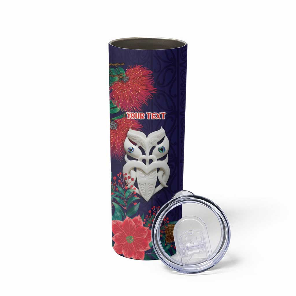 Maori Wheku Meri Kirihimete Personalised Skinny Tumbler All Blue Indigenous Maori Motif - Aussie Hoodie