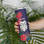 Maori Wheku Meri Kirihimete Personalised Skinny Tumbler All Blue Indigenous Maori Motif - Aussie Hoodie