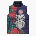 Maori Wheku Meri Kirihimete Personalised Sleeveless Puffer Jacket All Blue Indigenous Maori Motif - Aussie Hoodie