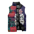 Maori Wheku Meri Kirihimete Personalised Sleeveless Puffer Jacket All Blue Indigenous Maori Motif - Aussie Hoodie