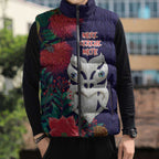 Maori Wheku Meri Kirihimete Personalised Sleeveless Puffer Jacket All Blue Indigenous Maori Motif - Aussie Hoodie