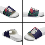 Maori Wheku Meri Kirihimete Personalised Slide Sandals All Blue Indigenous Maori Motif - Aussie Hoodie