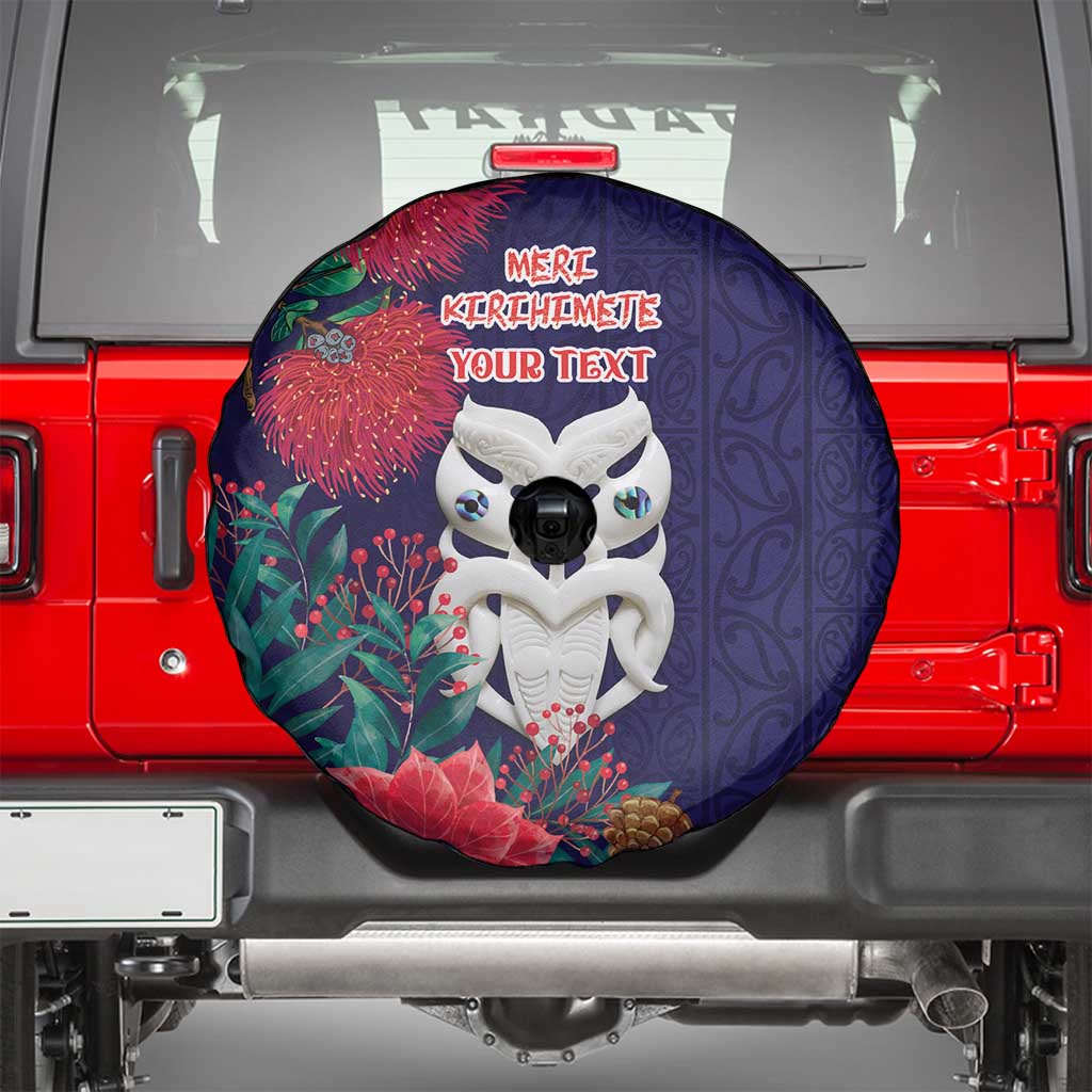 Maori Wheku Meri Kirihimete Personalised Spare Tire Cover All Blue Indigenous Maori Motif - Aussie Hoodie