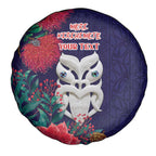 Maori Wheku Meri Kirihimete Personalised Spare Tire Cover All Blue Indigenous Maori Motif - Aussie Hoodie