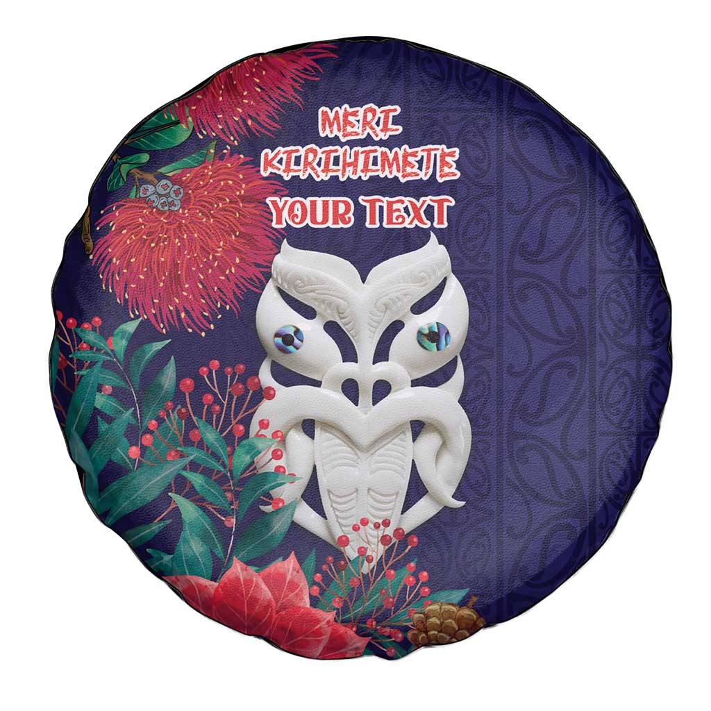 Maori Wheku Meri Kirihimete Personalised Spare Tire Cover All Blue Indigenous Maori Motif - Aussie Hoodie