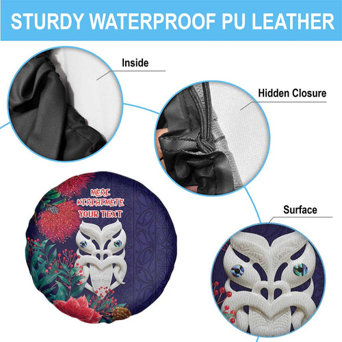 Maori Wheku Meri Kirihimete Personalised Spare Tire Cover All Blue Indigenous Maori Motif - Aussie Hoodie
