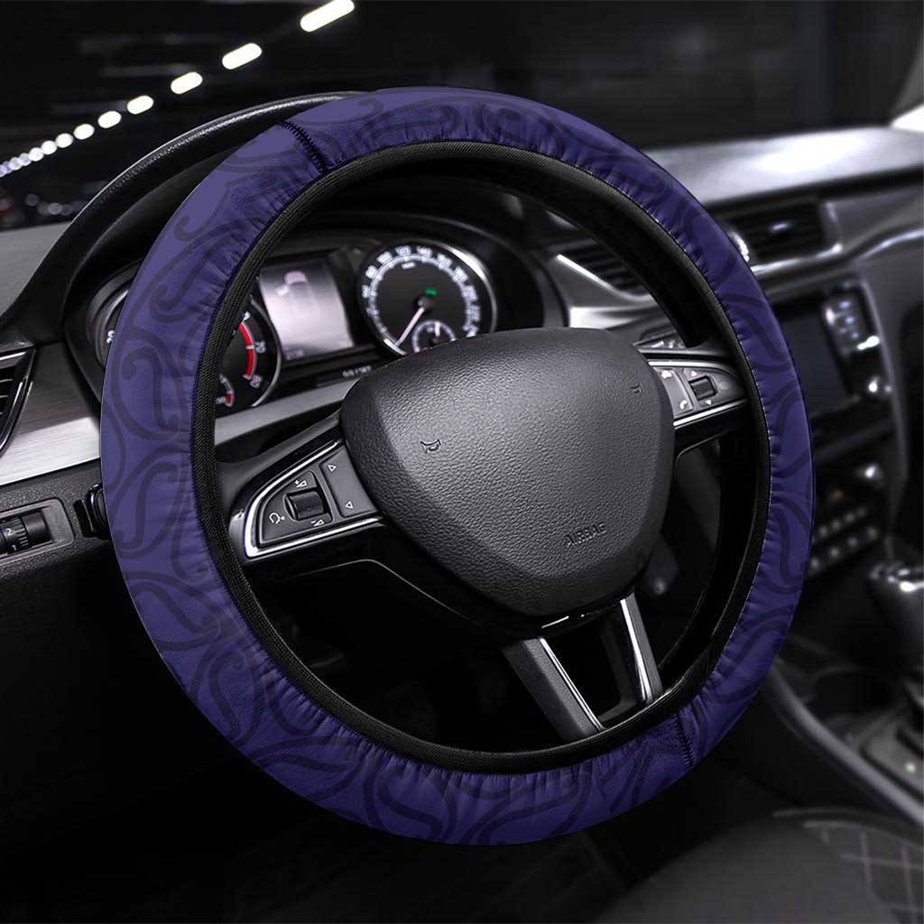 Maori Wheku Meri Kirihimete Steering Wheel Cover All Blue Indigenous Maori Motif - Aussie Hoodie