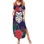 Maori Wheku Meri Kirihimete Personalised Summer Maxi Dress All Blue Indigenous Maori Motif - Aussie Hoodie