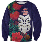 Maori Wheku Meri Kirihimete Personalised Sweatshirt All Blue Indigenous Maori Motif - Aussie Hoodie