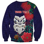 Maori Wheku Meri Kirihimete Personalised Sweatshirt All Blue Indigenous Maori Motif - Aussie Hoodie