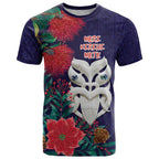 Maori Wheku Meri Kirihimete Personalised T Shirt All Blue Indigenous Maori Motif - Aussie Hoodie