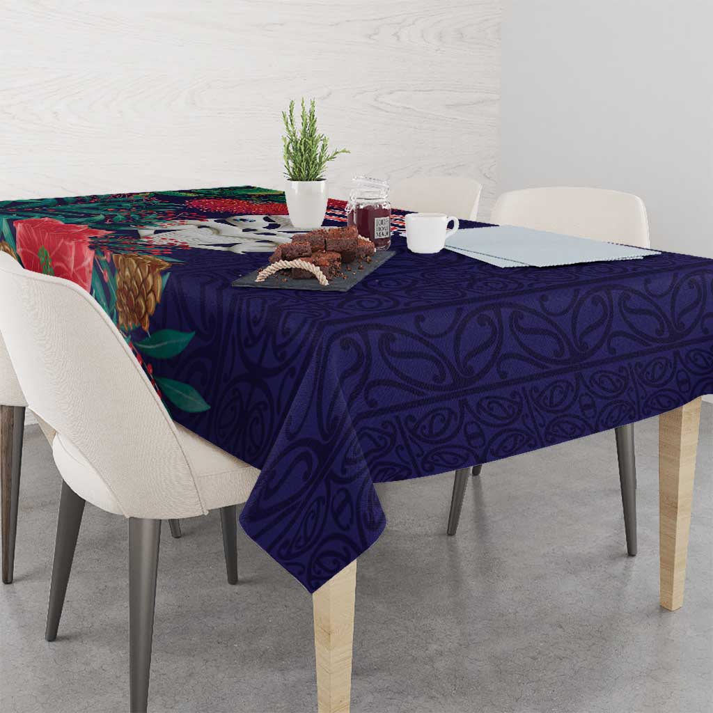 Maori Wheku Meri Kirihimete Personalised Tablecloth All Blue Indigenous Maori Motif - Aussie Hoodie