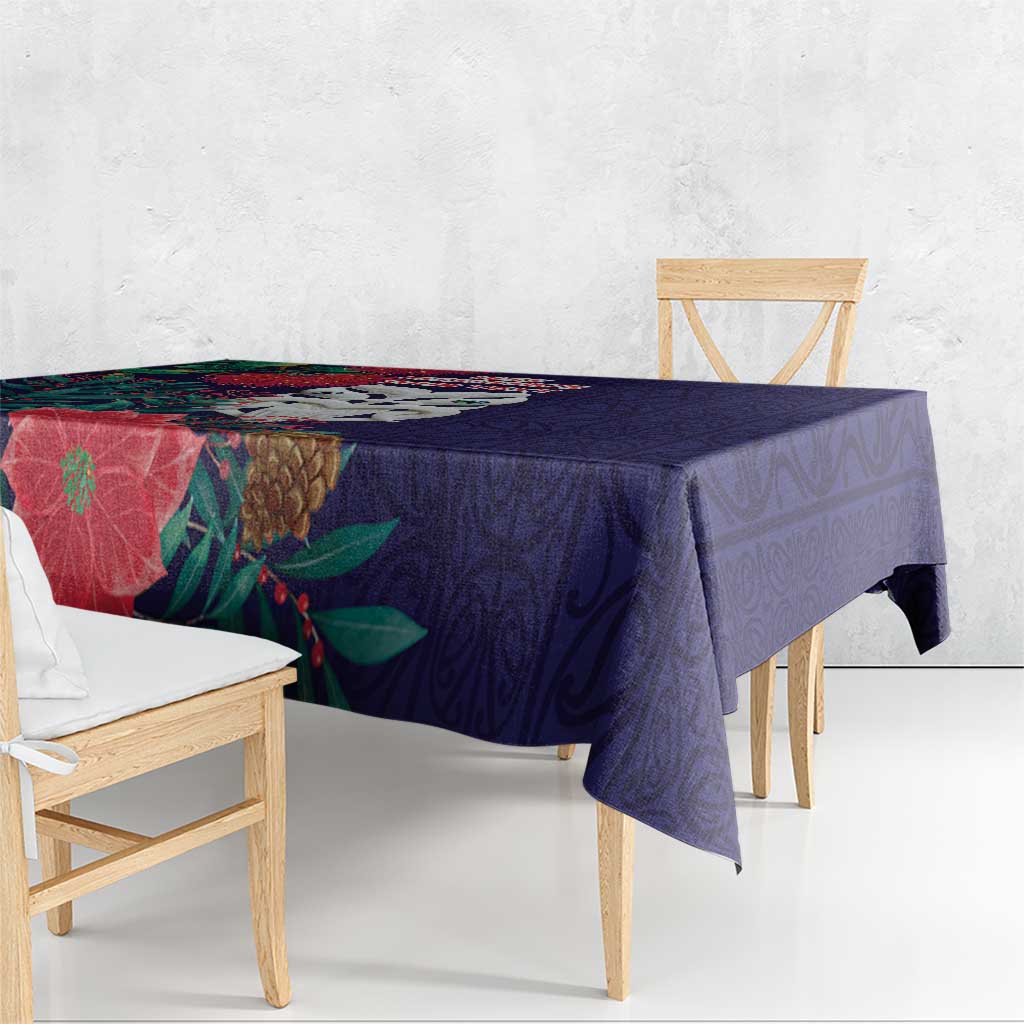 Maori Wheku Meri Kirihimete Personalised Tablecloth All Blue Indigenous Maori Motif - Aussie Hoodie