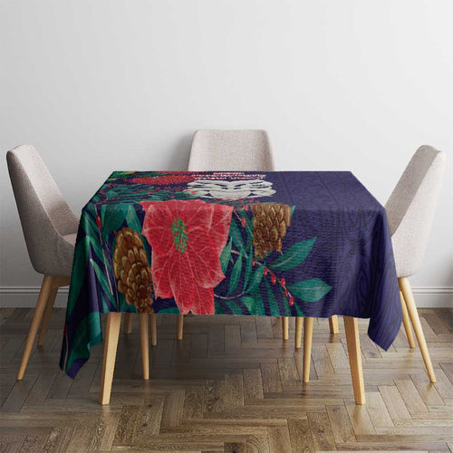 Maori Wheku Meri Kirihimete Personalised Tablecloth All Blue Indigenous Maori Motif - Aussie Hoodie