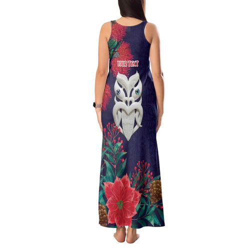 Maori Wheku Meri Kirihimete Personalised Tank Maxi Dress All Blue Indigenous Maori Motif - Aussie Hoodie