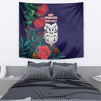 Maori Wheku Meri Kirihimete Personalised Tapestry All Blue Indigenous Maori Motif - Aussie Hoodie