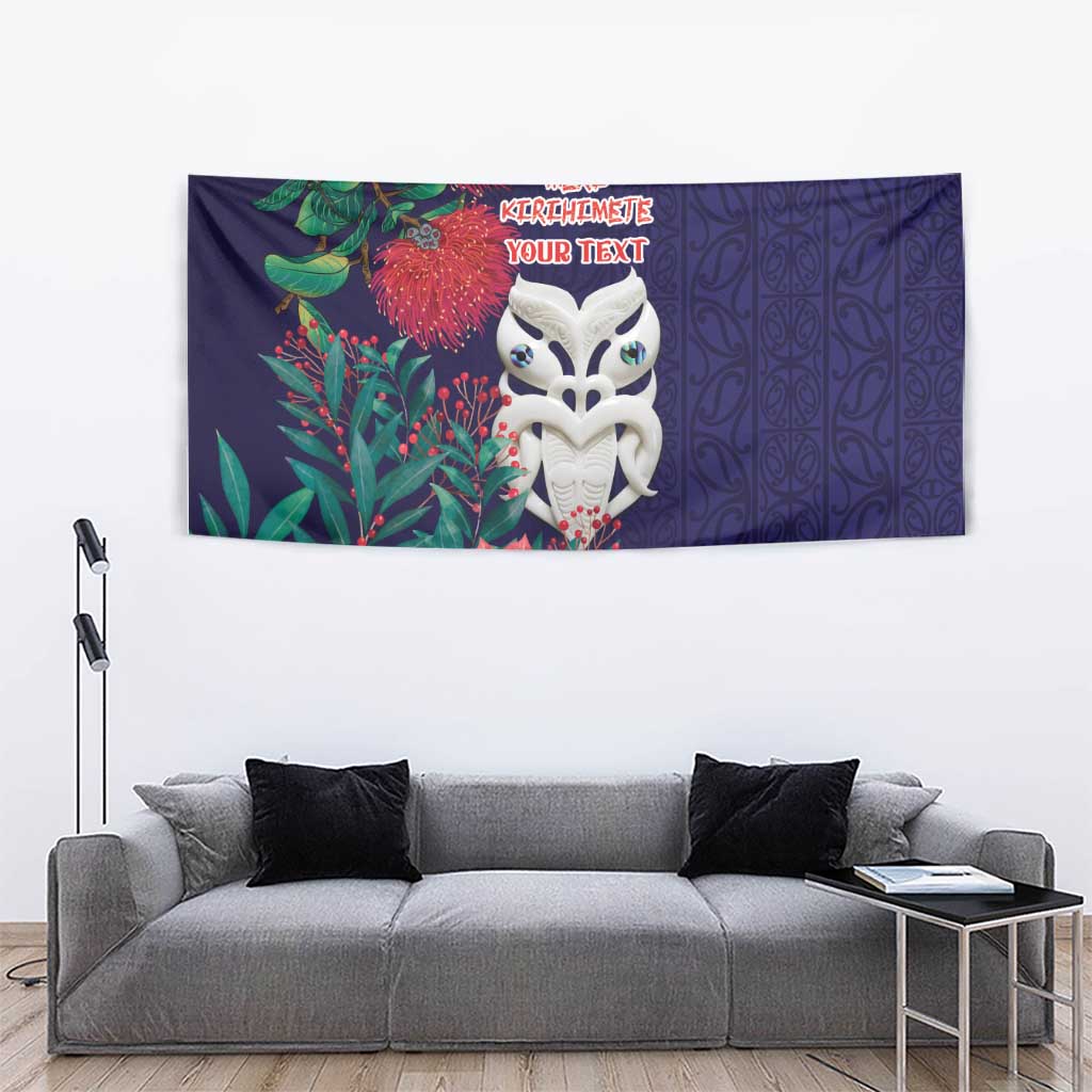 Maori Wheku Meri Kirihimete Personalised Tapestry All Blue Indigenous Maori Motif - Aussie Hoodie