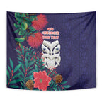 Maori Wheku Meri Kirihimete Personalised Tapestry All Blue Indigenous Maori Motif - Aussie Hoodie