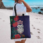 Maori Wheku Meri Kirihimete Personalised Tote Bag All Blue Indigenous Maori Motif - Aussie Hoodie