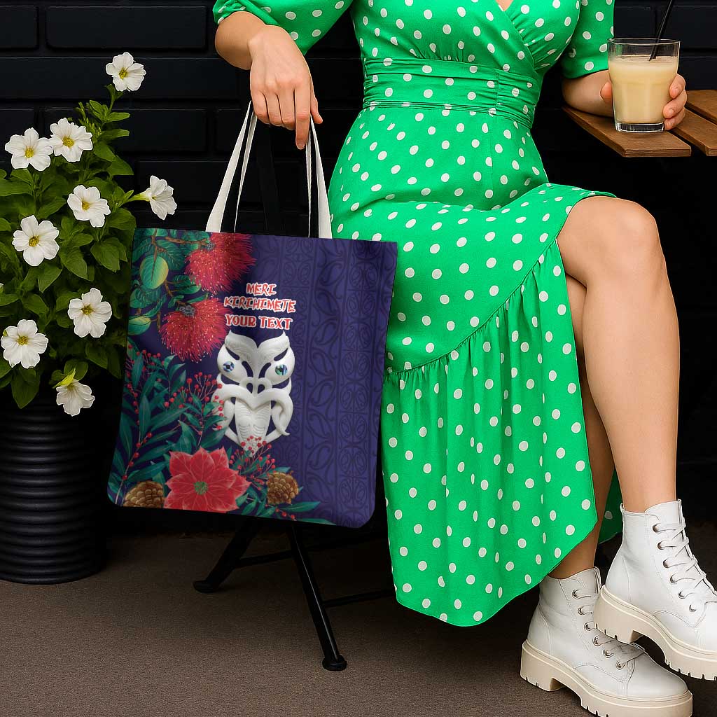 Maori Wheku Meri Kirihimete Personalised Tote Bag All Blue Indigenous Maori Motif - Aussie Hoodie