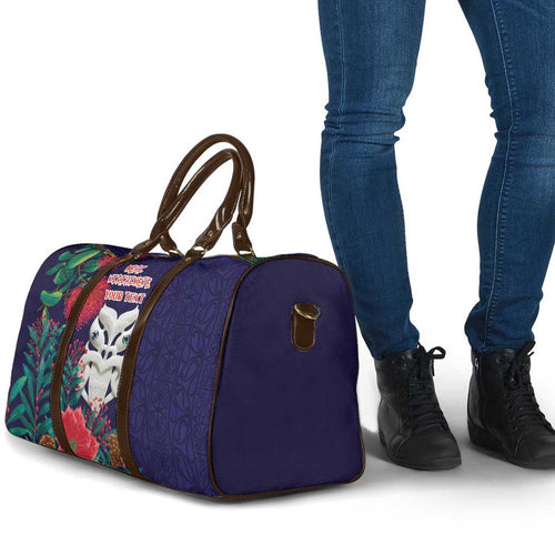 Maori Wheku Meri Kirihimete Personalised Travel Bag All Blue Indigenous Maori Motif - Aussie Hoodie