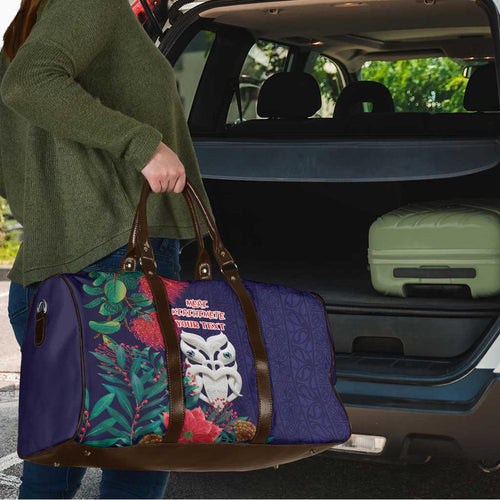 Maori Wheku Meri Kirihimete Personalised Travel Bag All Blue Indigenous Maori Motif - Aussie Hoodie