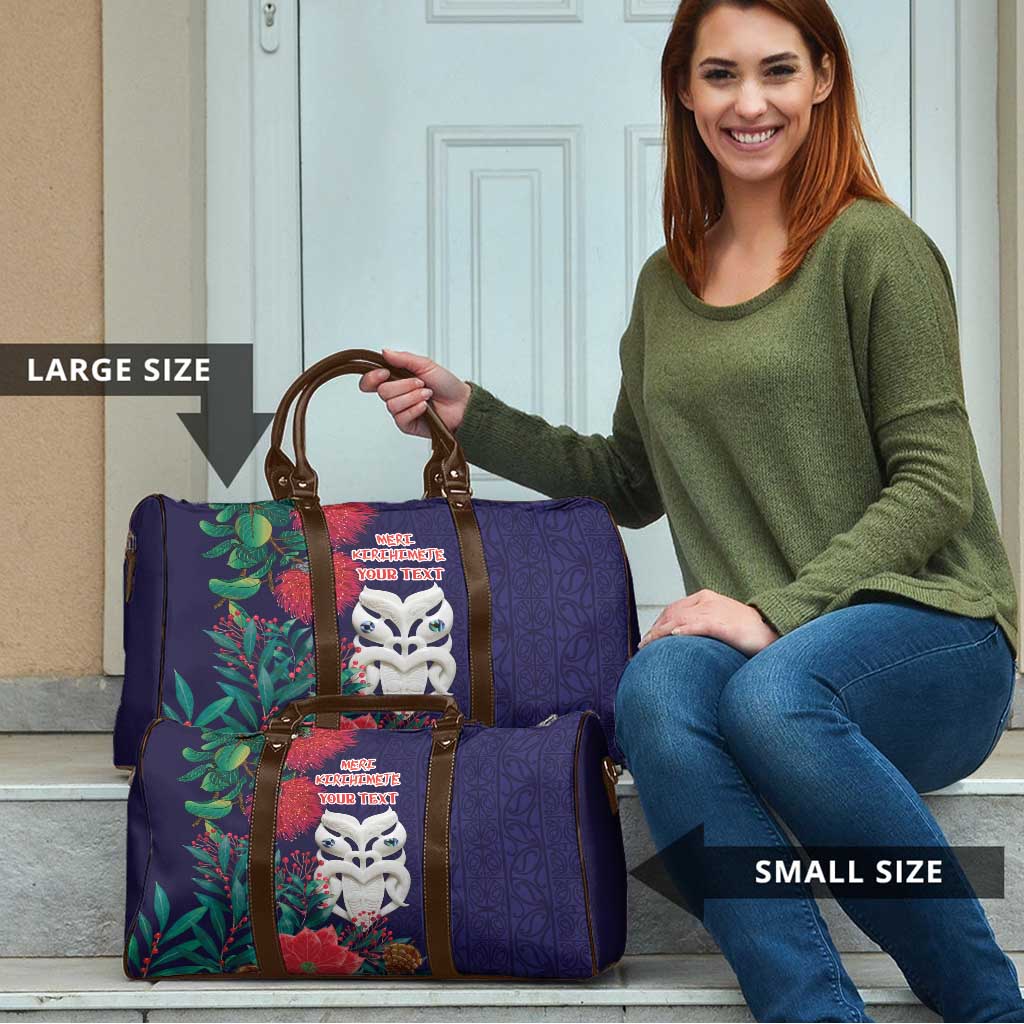 Maori Wheku Meri Kirihimete Personalised Travel Bag All Blue Indigenous Maori Motif - Aussie Hoodie